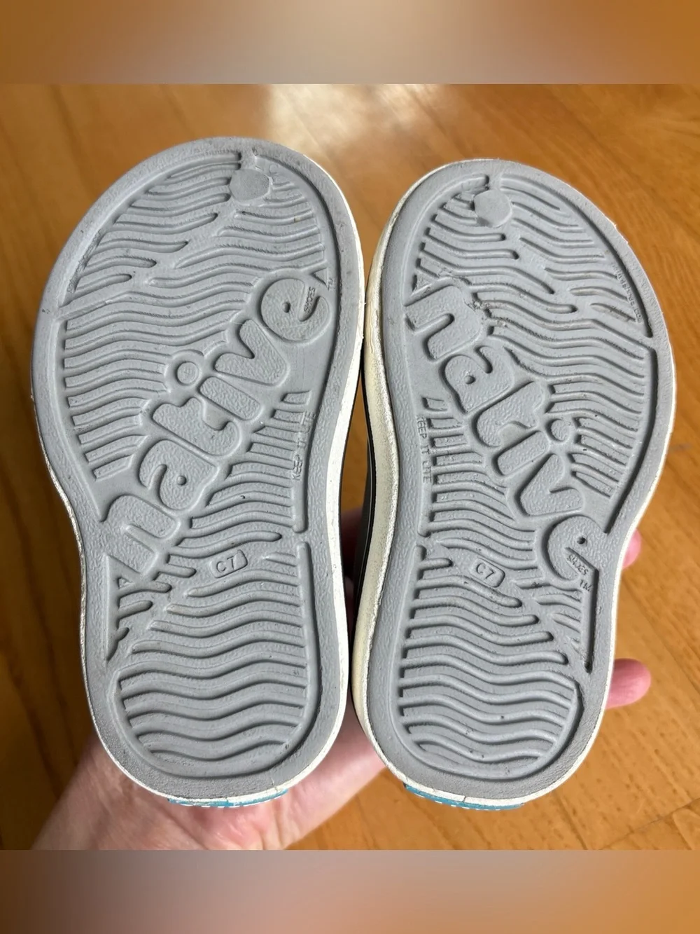 Native Miles Shoes Toddler Grey White Slip-On Unisex Gray Boys Water Size C7 7
